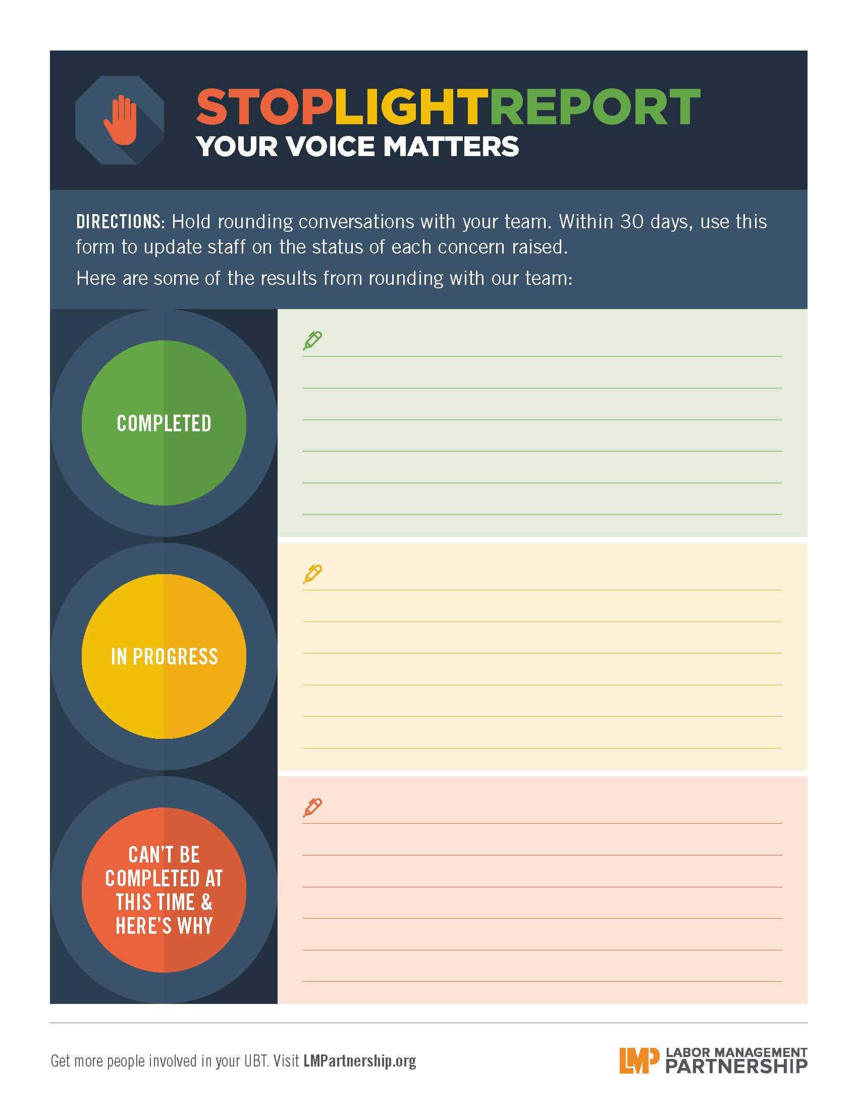 Stoplight Report: Your Voice Matters | Labor Management Within Stoplight Report Template