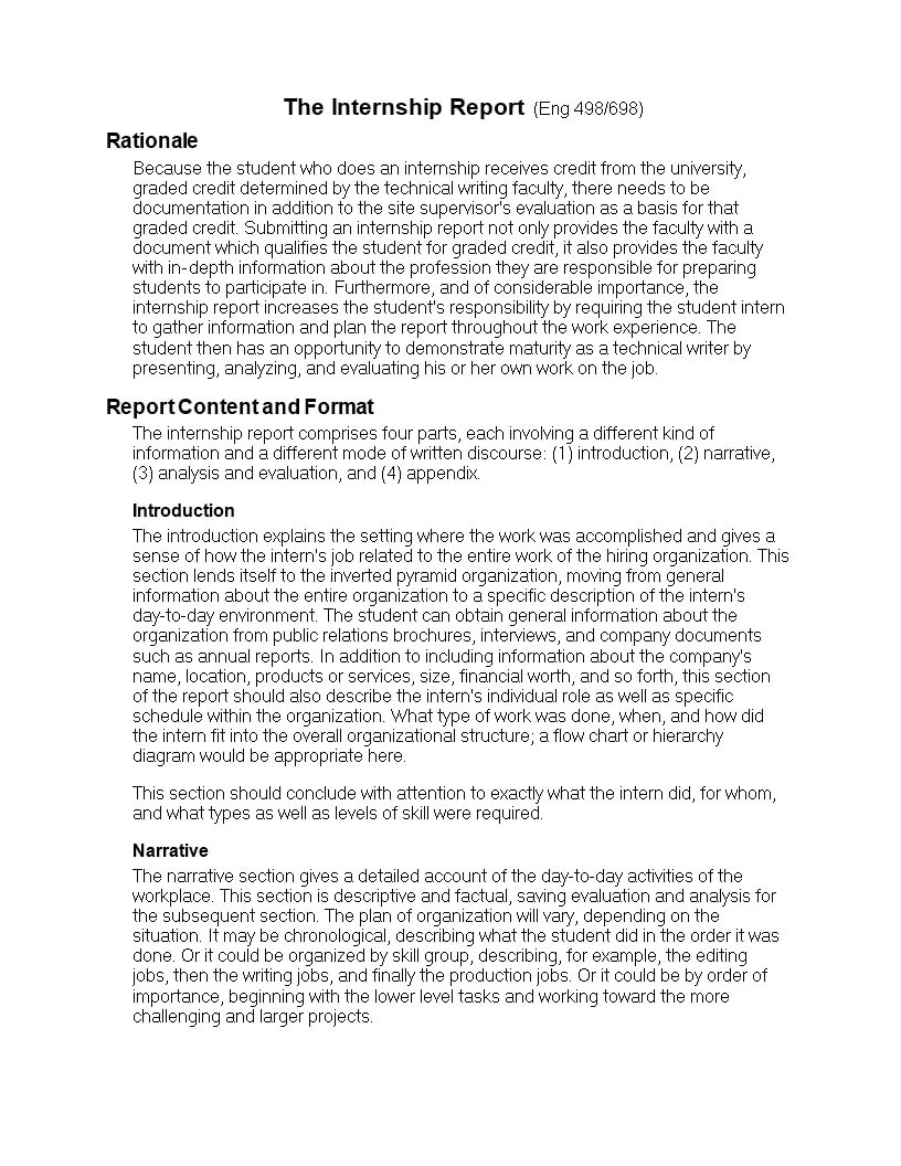 Student Internship Report Format | Templates At Inside Introduction Template For Report