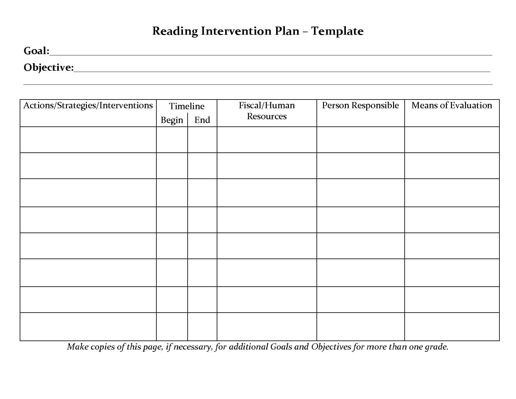 Student Planner Templates | Reading Intervention Plan Intended For Intervention Report Template