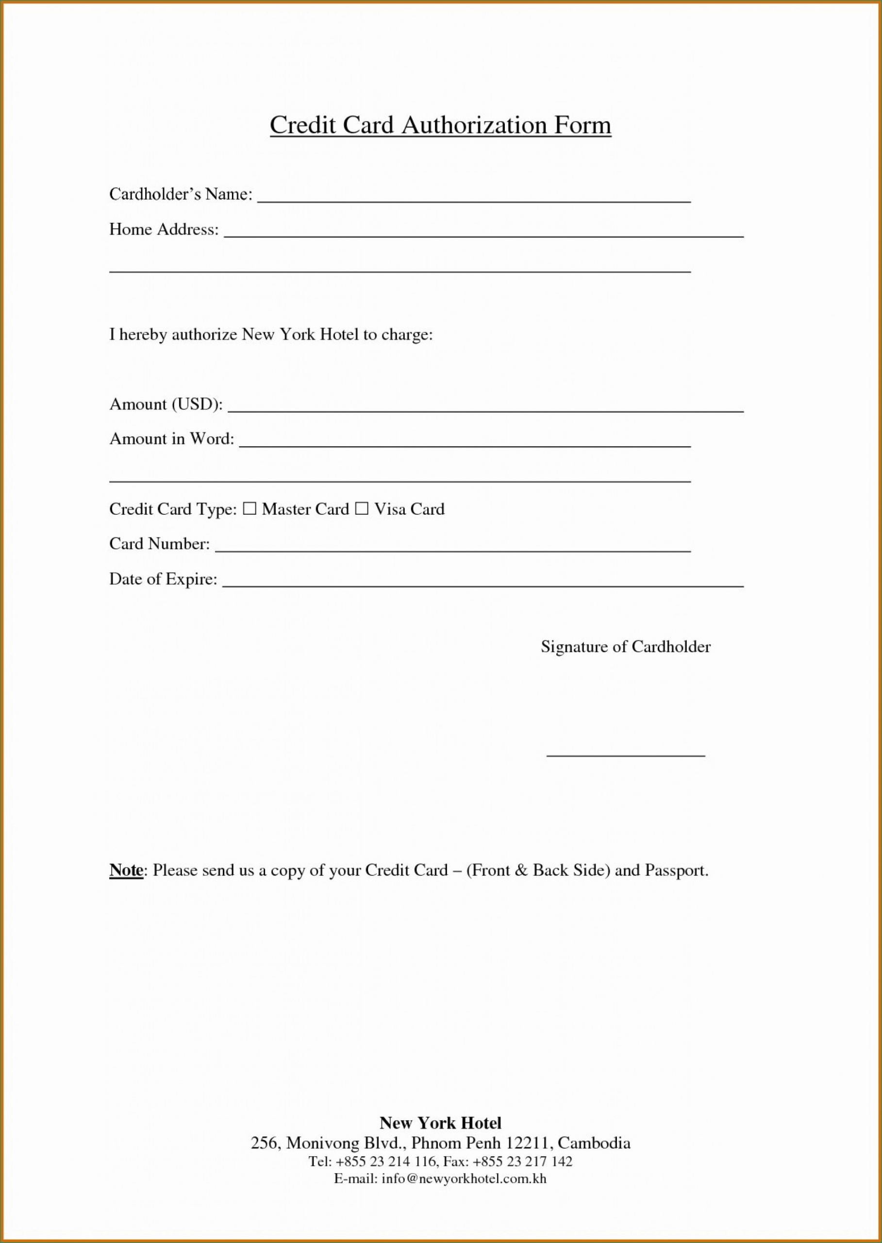 Stupendous Credit Card Form Template Ideas Authorization In Credit Card Payment Form Template Pdf