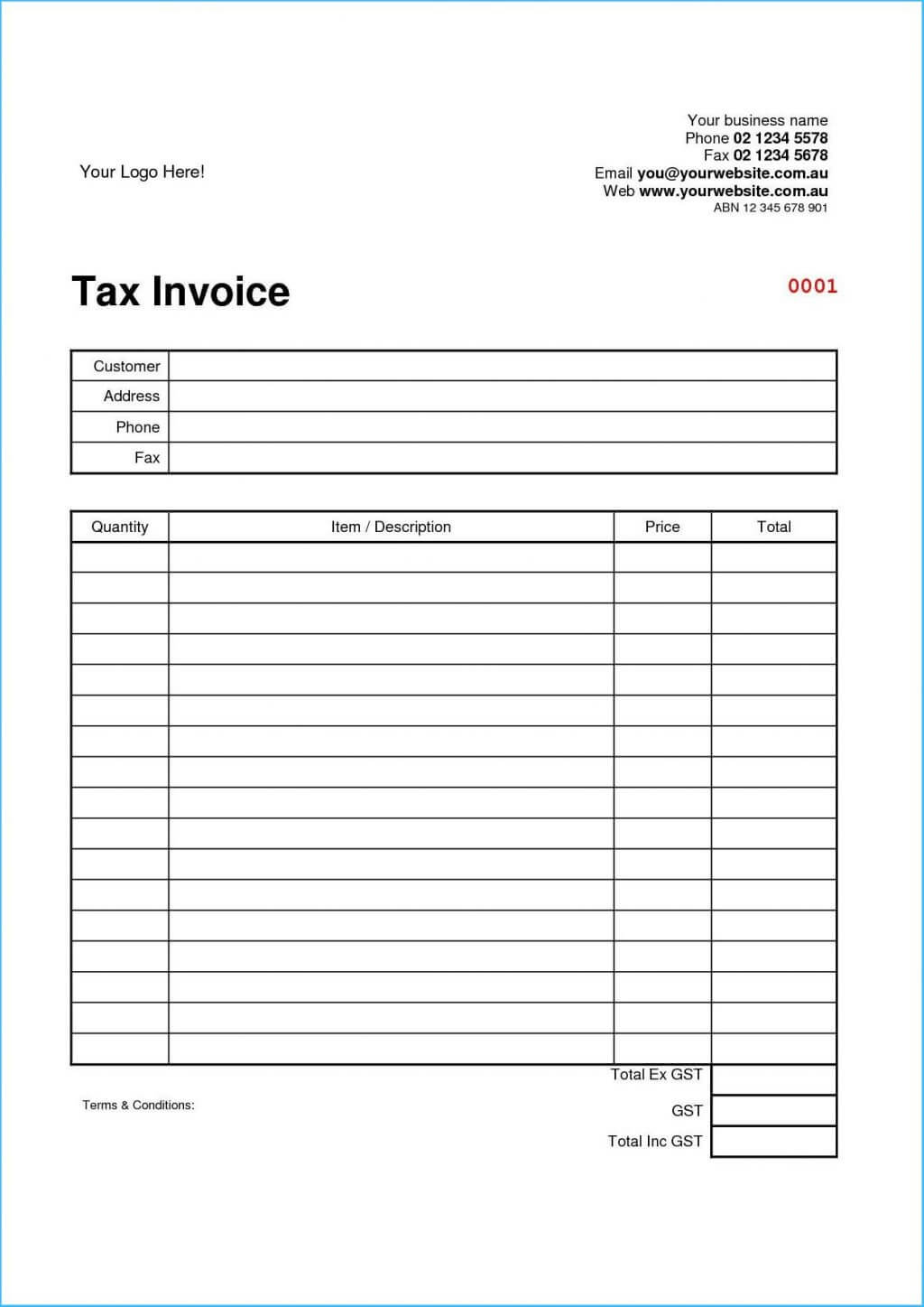 Stylish Australian Invoice Template Word As Free Templates In Free Downloadable Invoice Template For Word