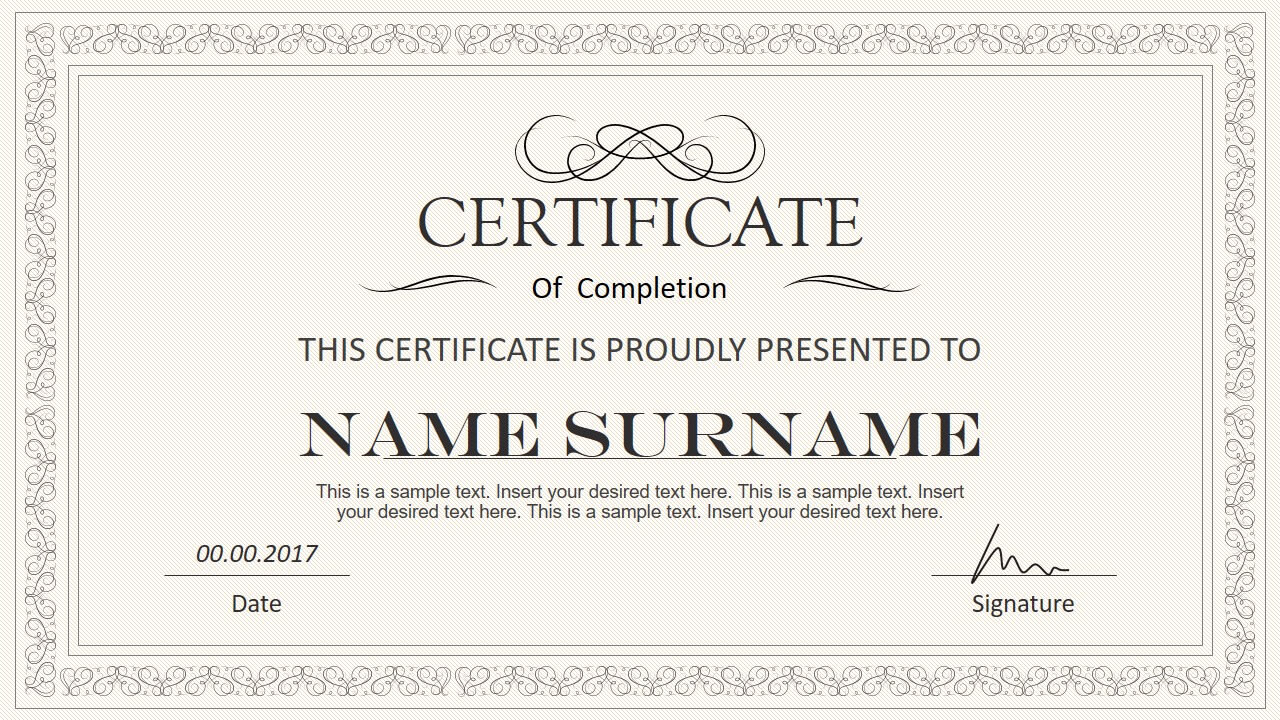 Stylish Certificate Powerpoint Templates Regarding Award Certificate Template Powerpoint
