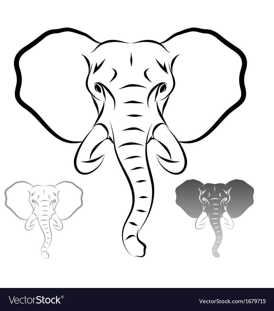 Stylized Elephant Head Royalty Free Vector Image | Elephant Inside Blank Elephant Template