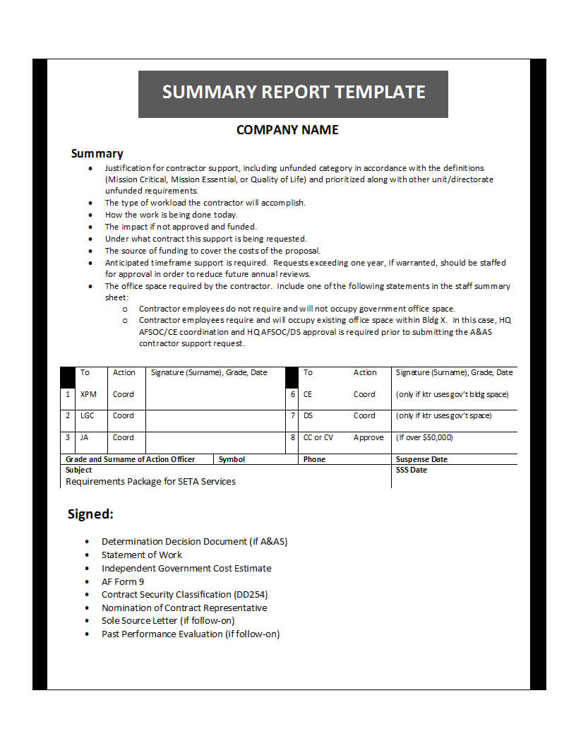 Summary Report Template In Incident Summary Report Template