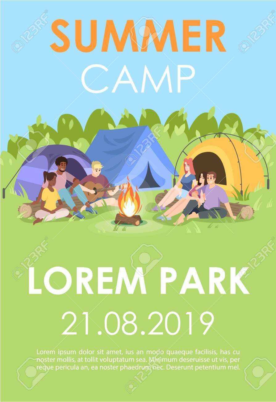 Summer Camp Brochure Template. Outdoor Recreation Flyer, Booklet,.. Intended For Summer Camp Brochure Template Free Download