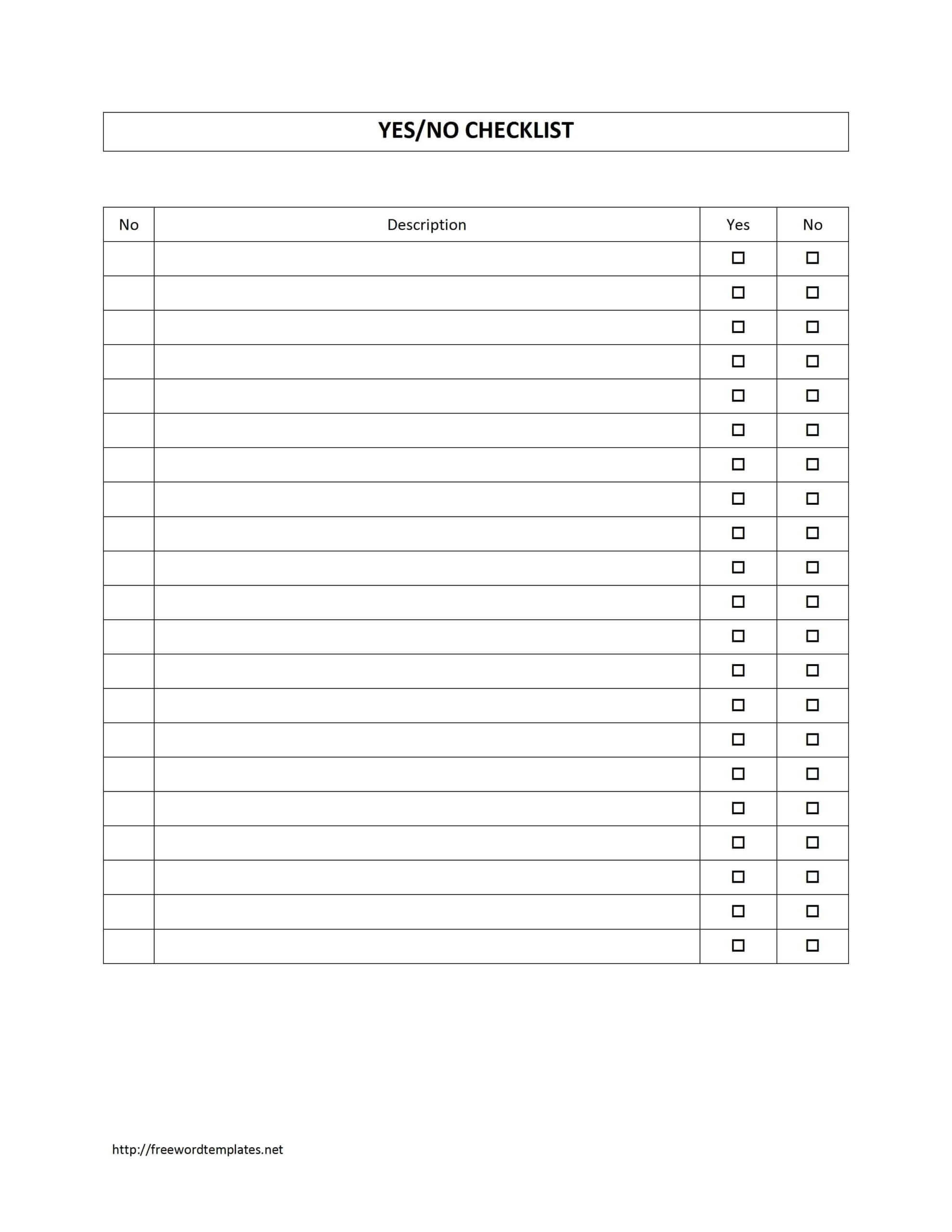 Survey Sheet With Yes/no Checklist Template | Free Microsoft Pertaining To Poll Template For Word