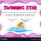 Swimming Star Certificate Template With Girl Intended For Swimming Certificate Templates Free