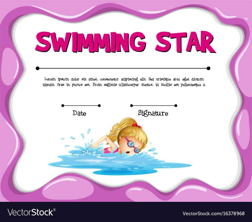 Swimming Star Certificate Template With Girl Within Star Of The Week Certificate Template