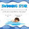 Swimming Star Certification Template With Swimmer Illustration With Regard To Swimming Award Certificate Template