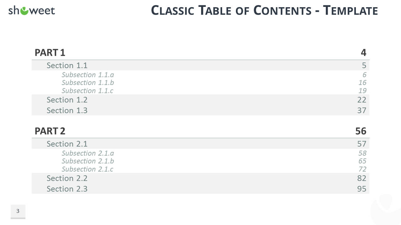 Table Of Content Free Powerpoint Template With Blank Table Of Contents Template