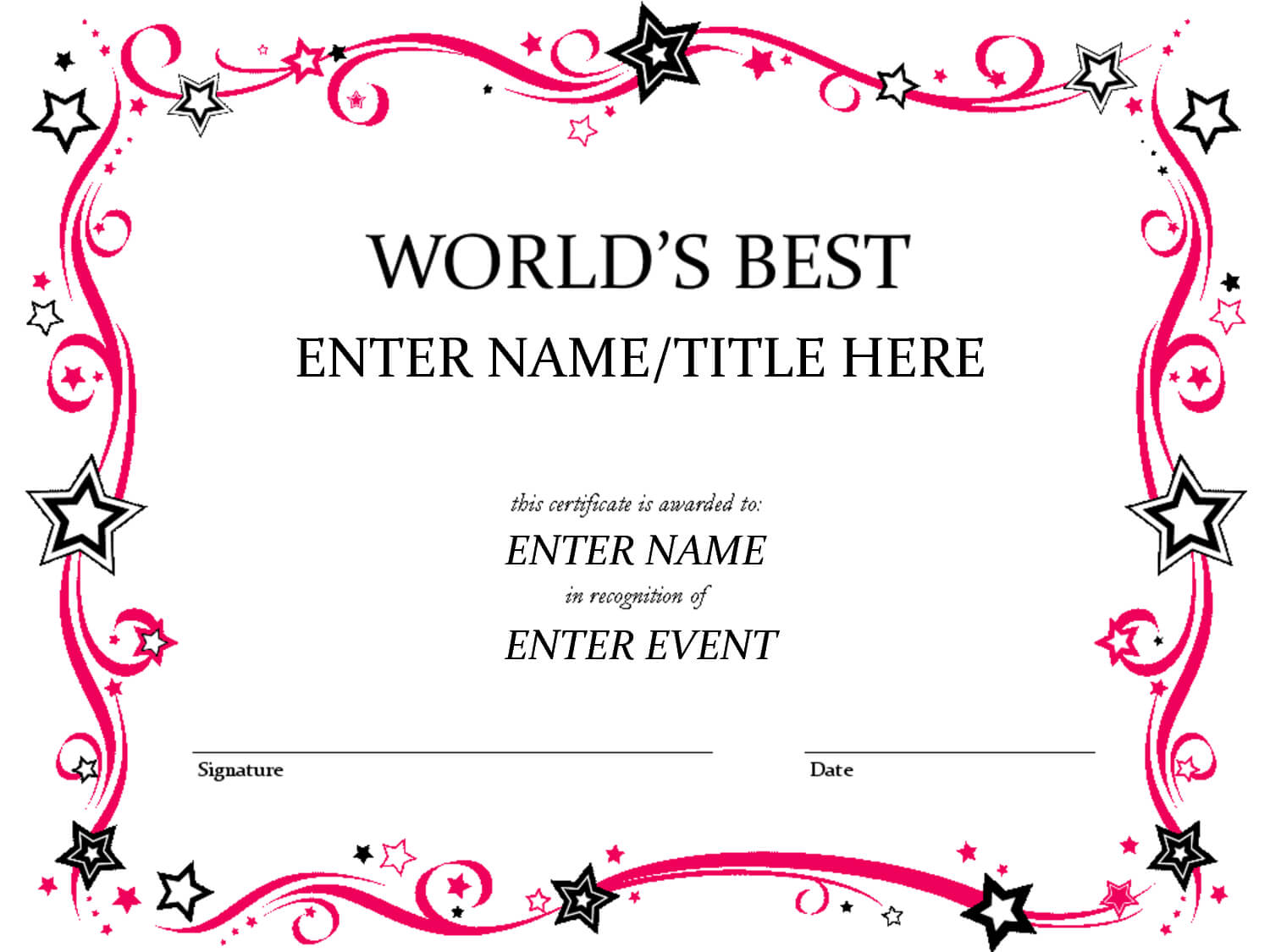 Talent Show Award | Certificate Templates, Award Pertaining To Congratulations Certificate Word Template
