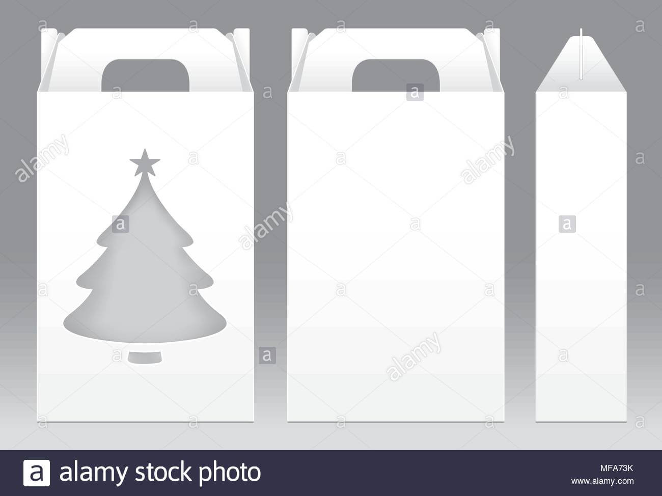 Tall Box White Window Christmas Tree Shape Cut Out Packaging Throughout Blank Packaging Templates