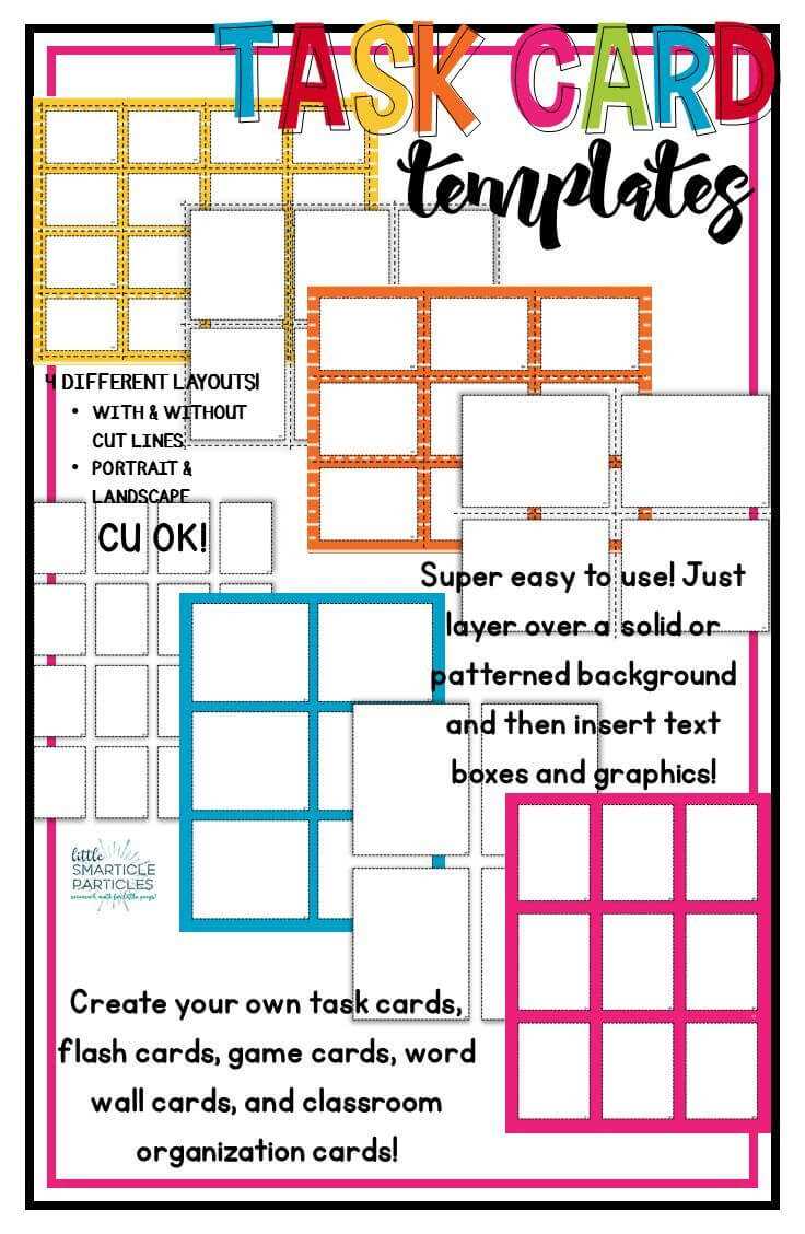 Task Card & Flash Card Templates - Commercial Use Ok Inside Task Cards Template