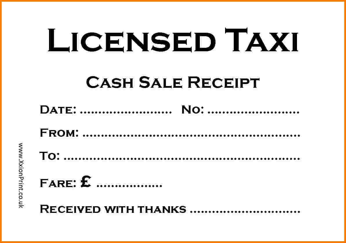 Taxi Receipt Template – Printable Receipt Template For Blank Taxi Receipt Template