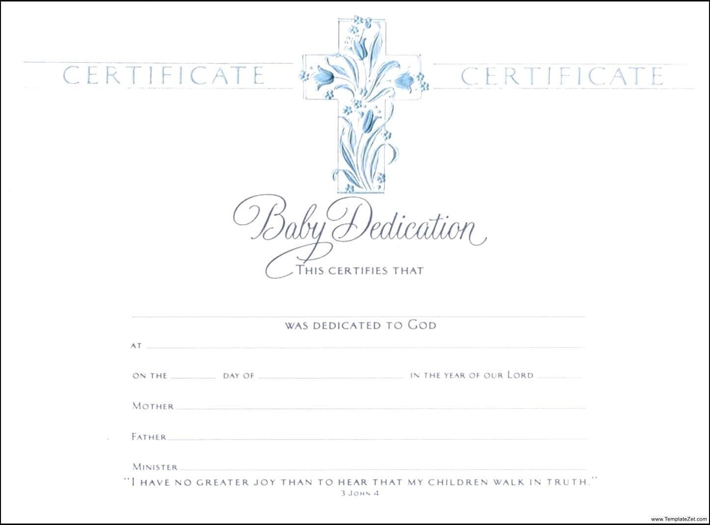 Template: Baptismal Certificate Template Baptism  | Baby Throughout Baby Dedication Certificate Template
