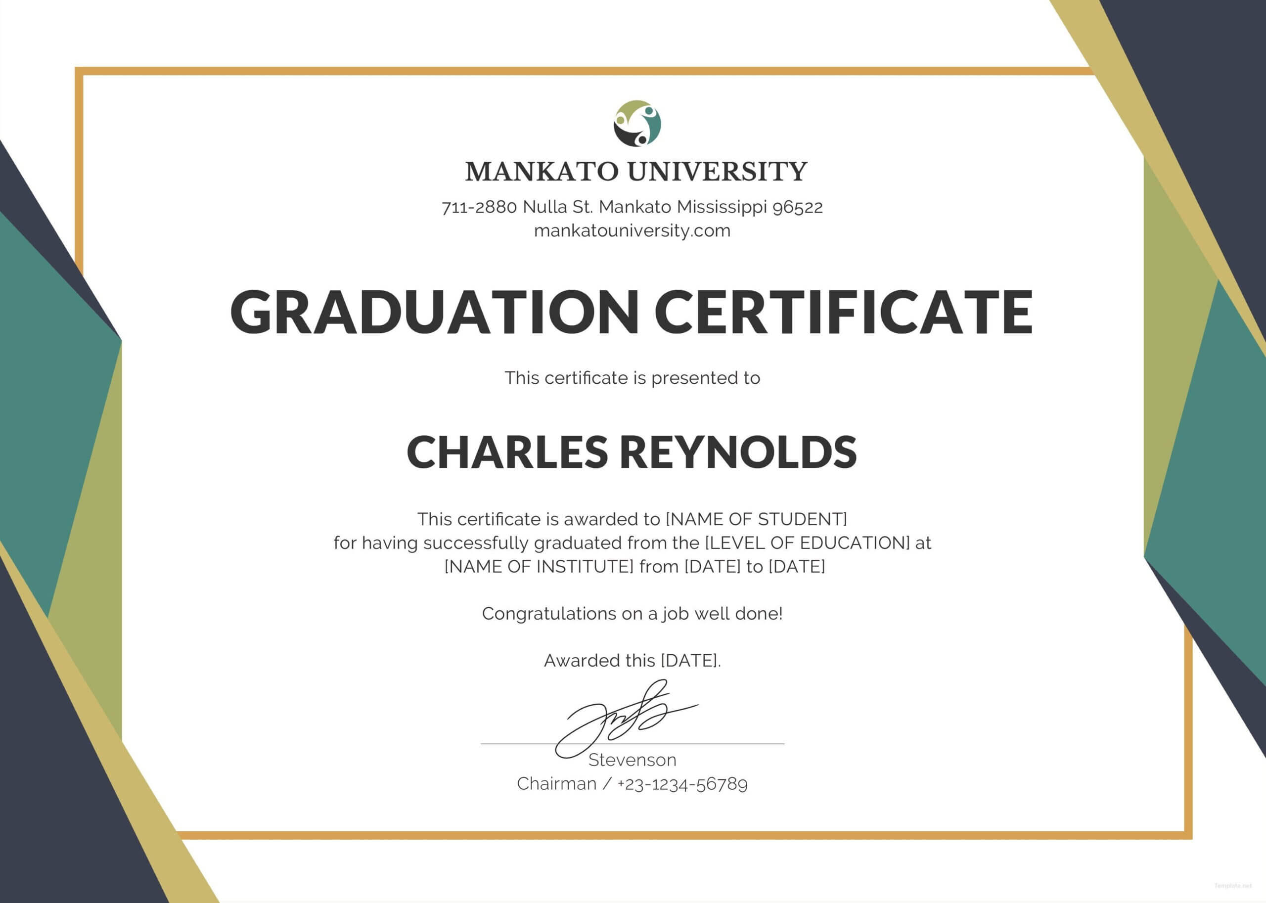 Template Certificate Of Graduation Fresh Certificate Intended For Certificate Template For Pages