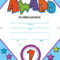 Template Child Certificate To Be Awarded. Kindergarten Inside Free Kids Certificate Templates
