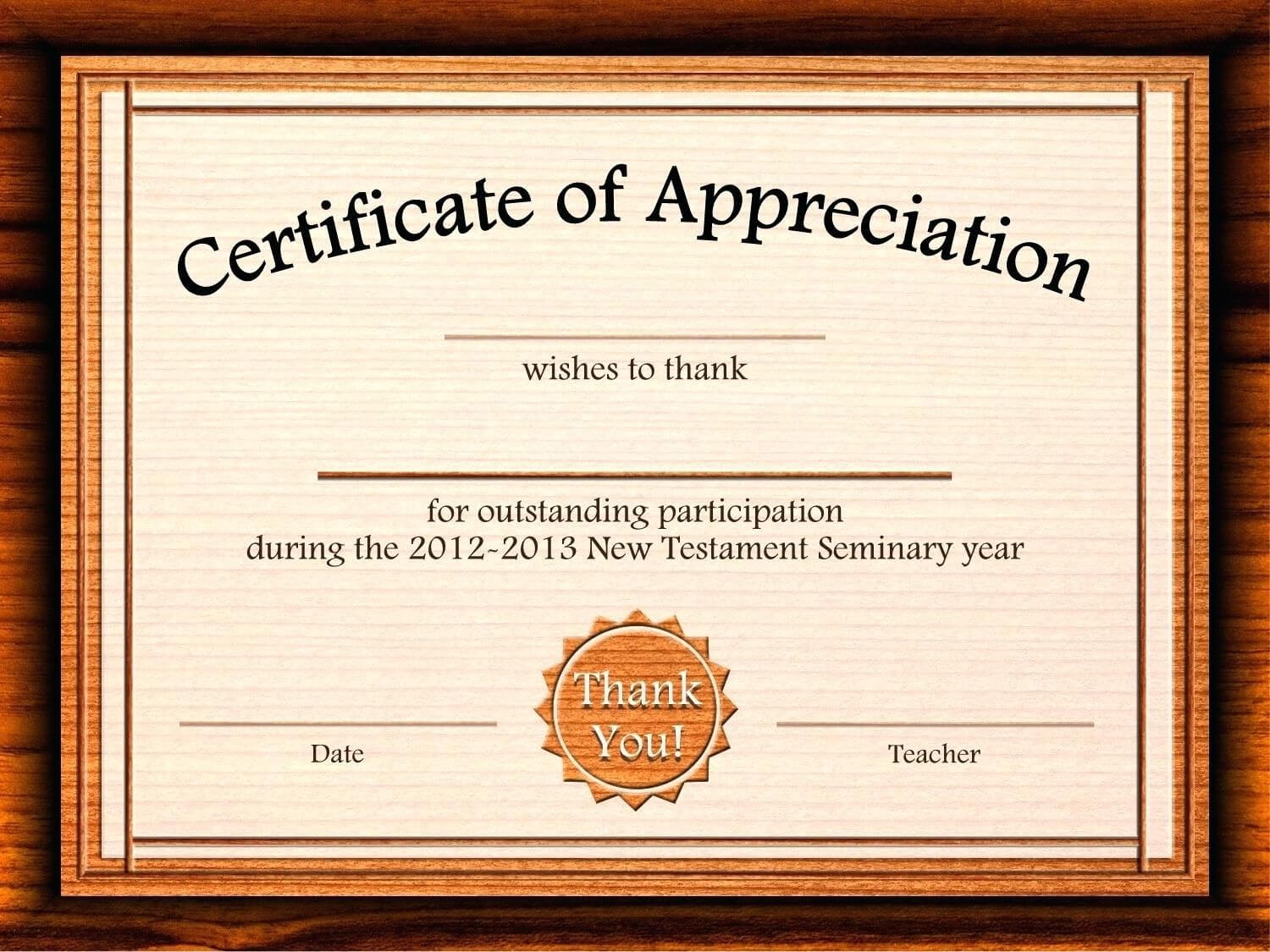 Template: Editable Certificate Of Appreciation Template Free Pertaining To Thanks Certificate Template
