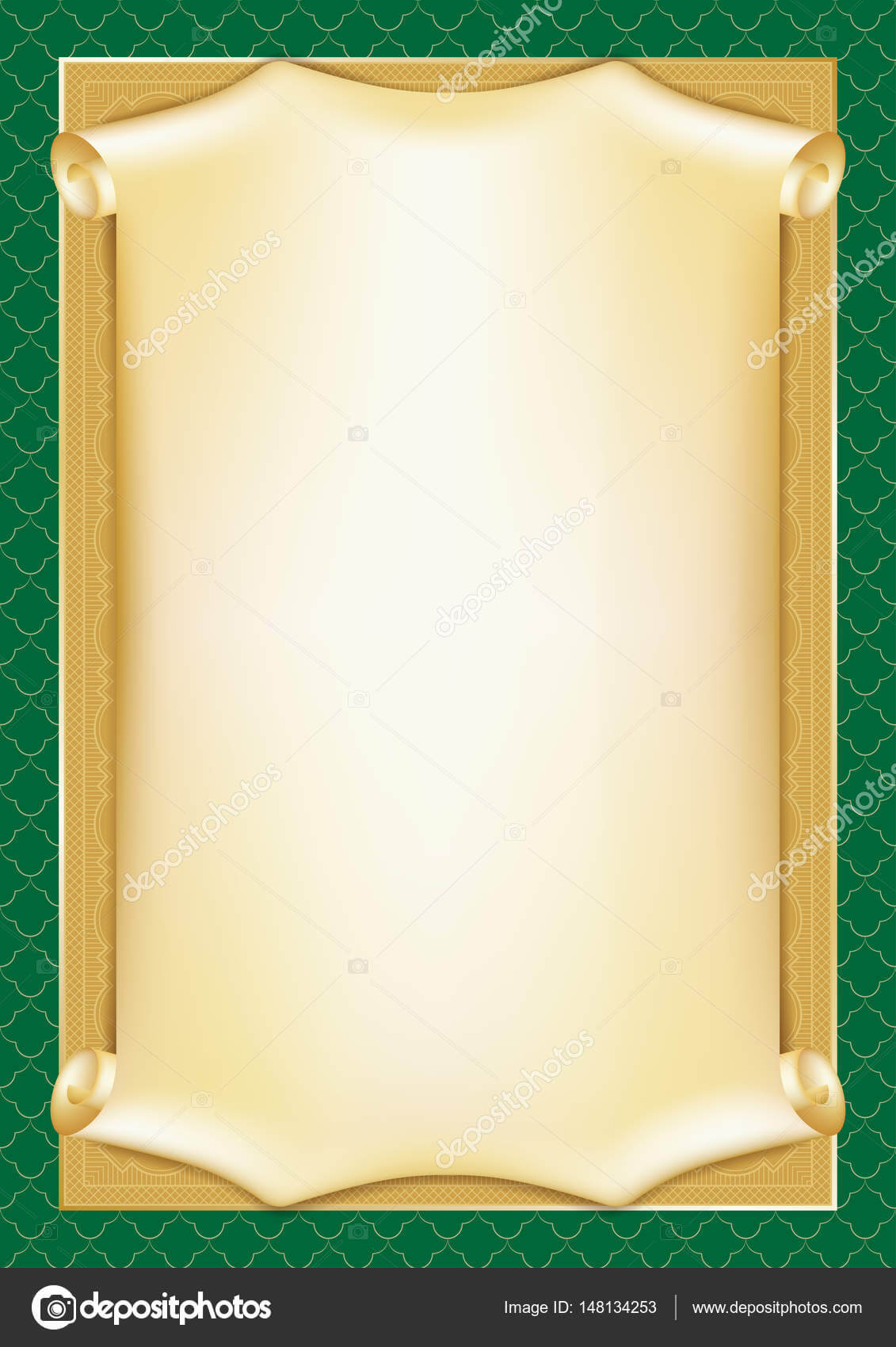 Template For Diploma, Certificate, Card With Scroll And Throughout Certificate Scroll Template