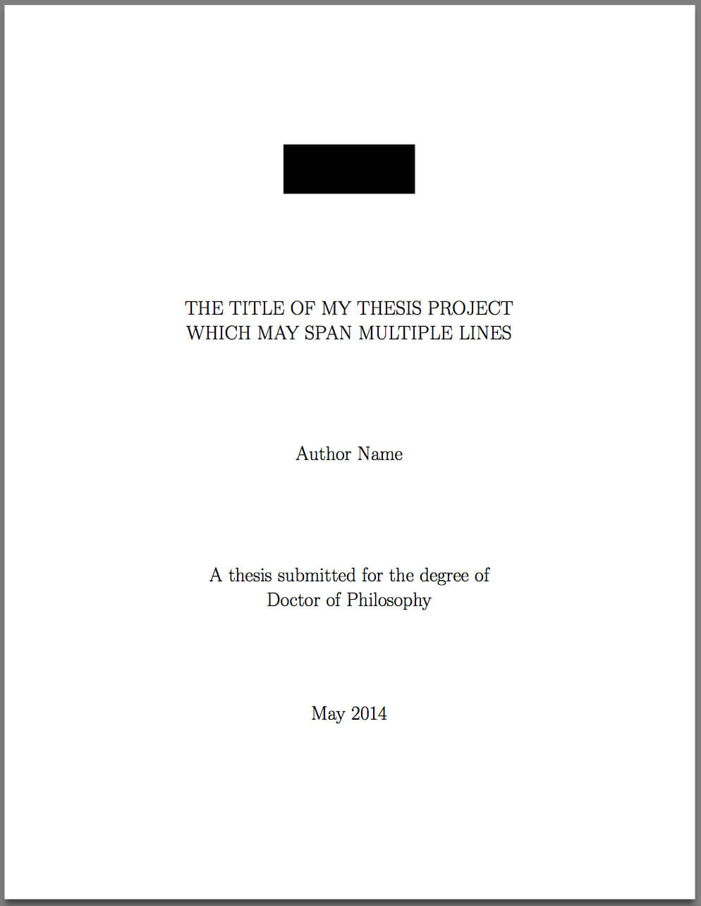 Template For Latex Phd Thesis Title Page – Texblog Pertaining To Latex Project Report Template