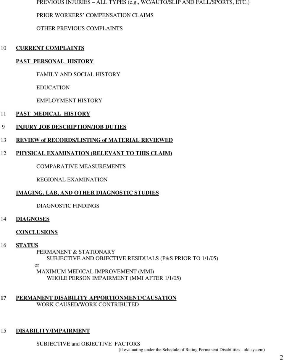 Template Medical Legal Report  Workers Compensation – Pdf Throughout Medical Legal Report Template