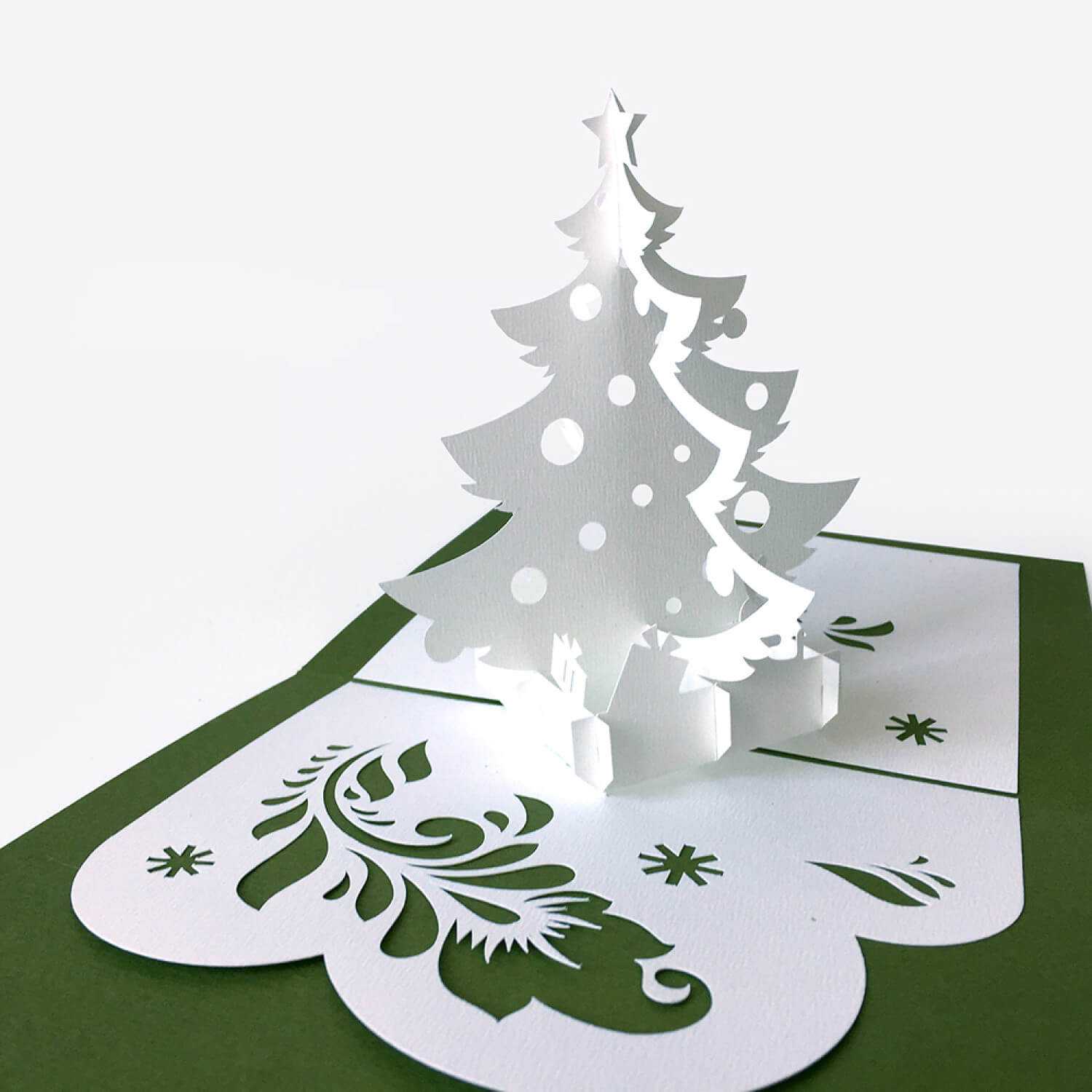 Cby Handmade Christmas Greeting Card With Paper Folded 3 D Pertaining To 3D Christmas Tree