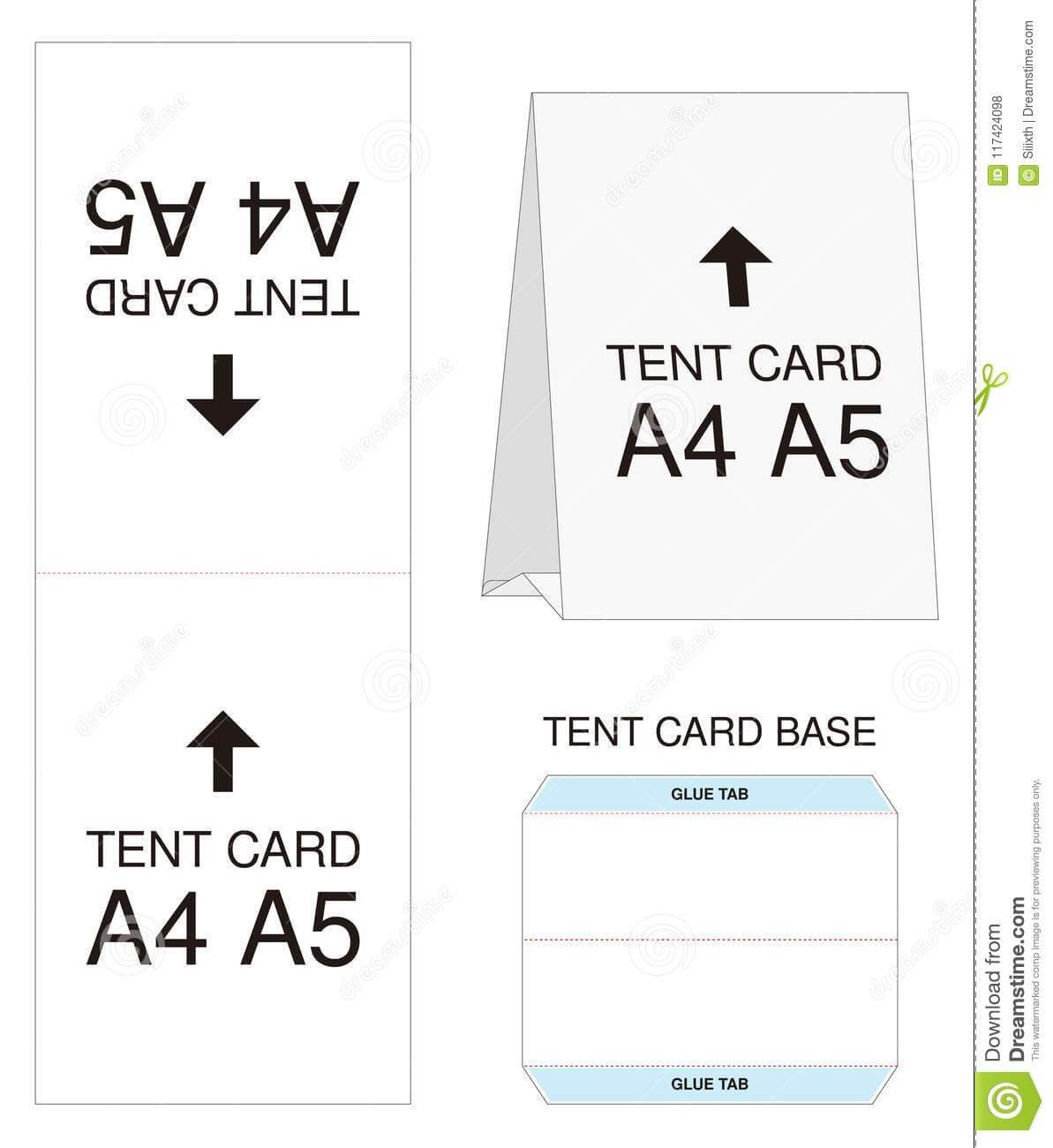 Tent Card A4 A5 Size Mock Up Die Cut Stock Vector In Free Tent Card Template Downloads