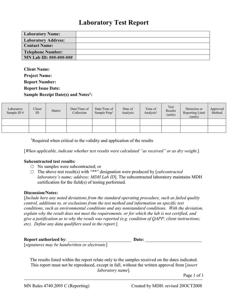 Test Report (Final Report To Client) Template (Word: 41Kb/1 Regarding Test Result Report Template