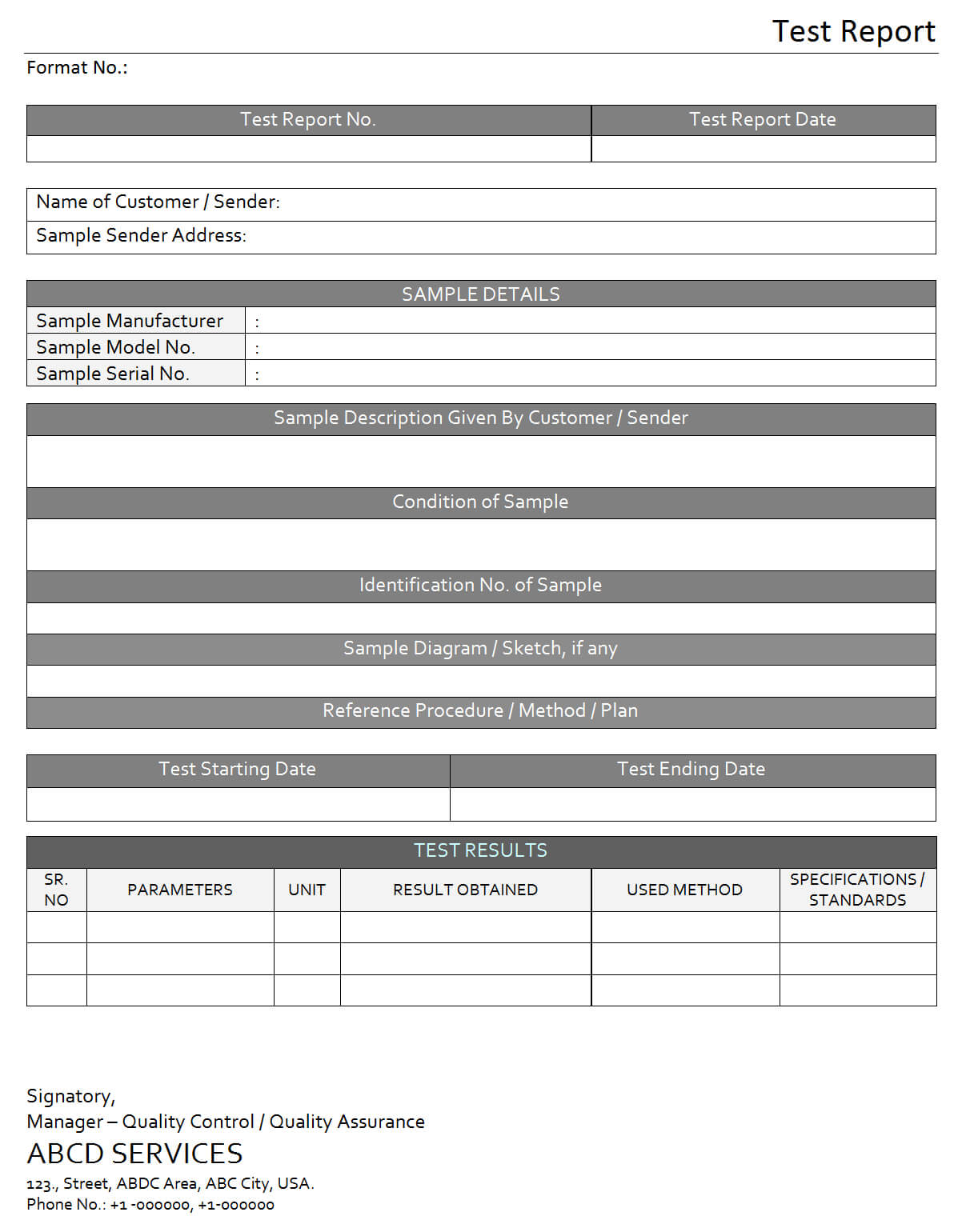 Test Report For Laboratory – Intended For Test Result Report Template