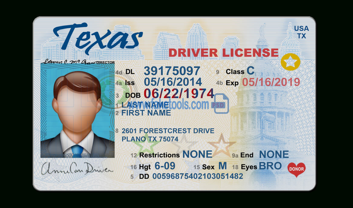 Texas Driver License Psd Template : High Quality Psd Template For Blank Drivers License Template