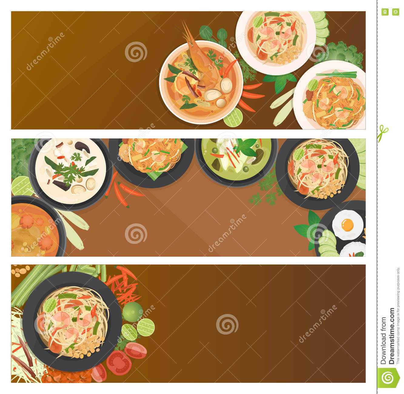 Thai Food Banner Template Stock Vector. Illustration Of For Food Banner Template