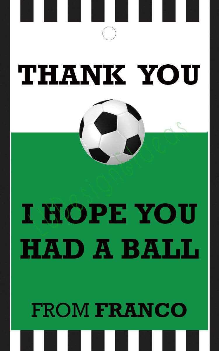 Thank You Card For Party Favors - Soccer Theme Pertaining To Soccer Thank You Card Template