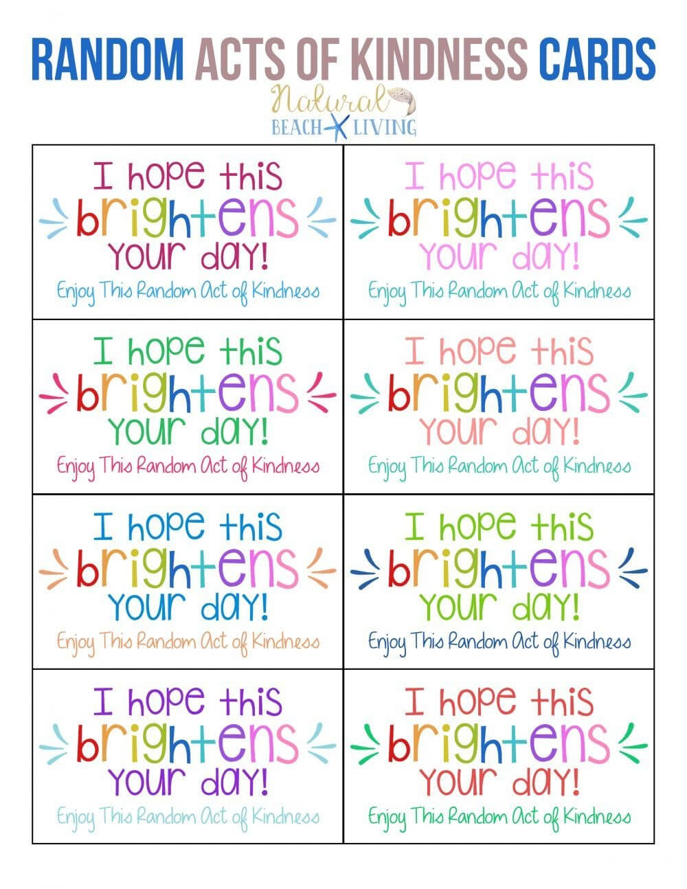 The Best Random Acts Of Kindness Printable Cards Free Girl For Random Acts Of Kindness Cards Templates