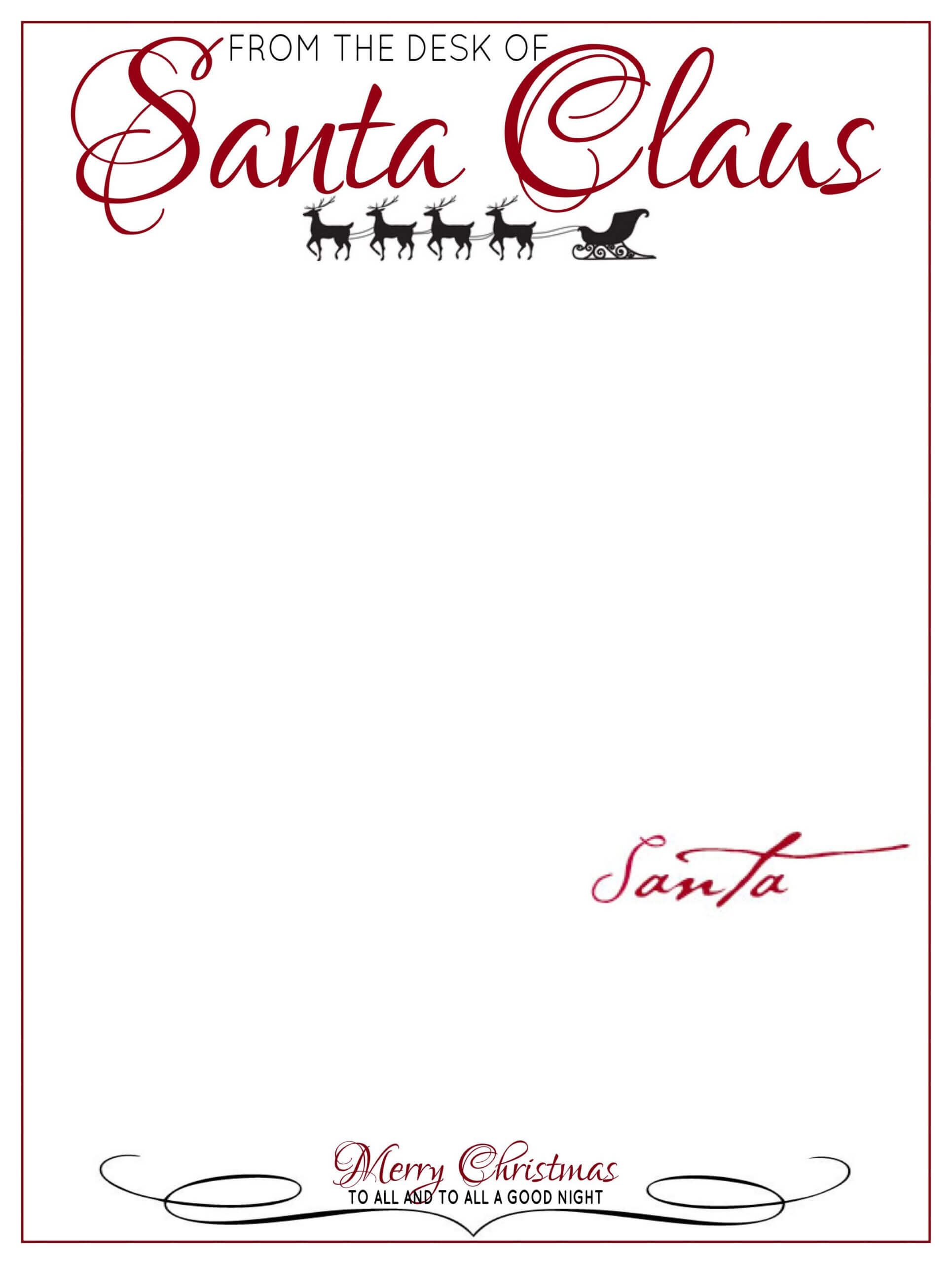 The Desk Of Letter Head From Santa Claus | Santa Letter With Regard To Santa Letter Template Word