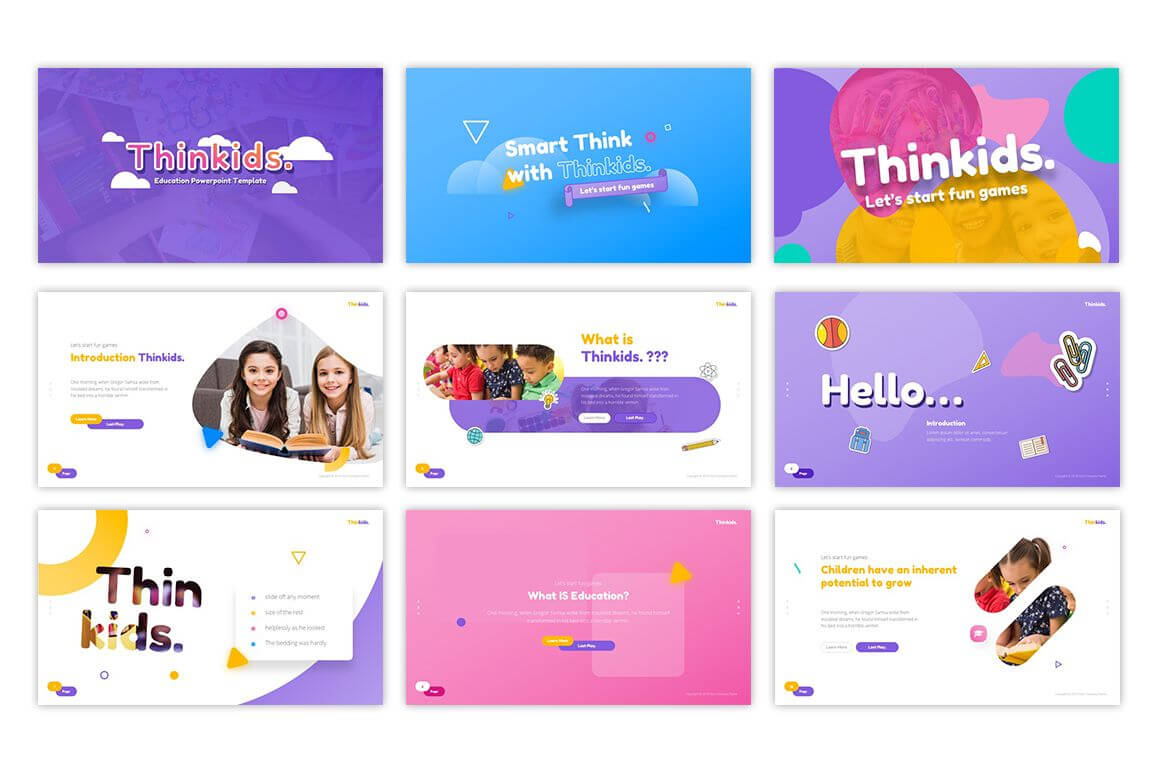 Thinkids – Fun Games & Education Powerpoint Template #85130 With Powerpoint Template Games For Education
