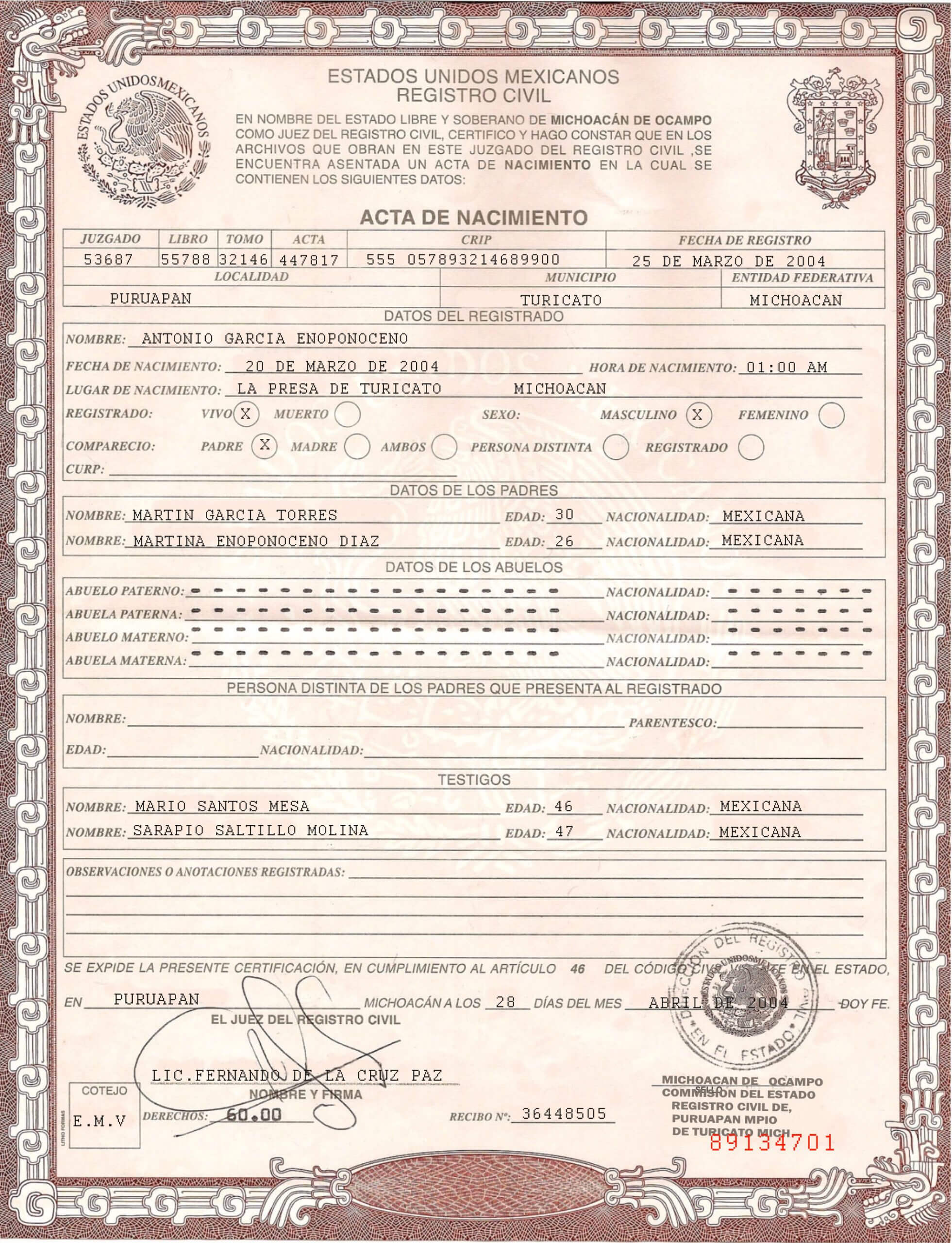 This Is Mexican Birth Certificate Psd (Photoshop) Template Intended For Novelty Birth Certificate Template