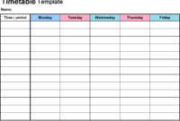 Timetable Template 2018 #collegetimetabletemplateword with Blank Revision Timetable Template