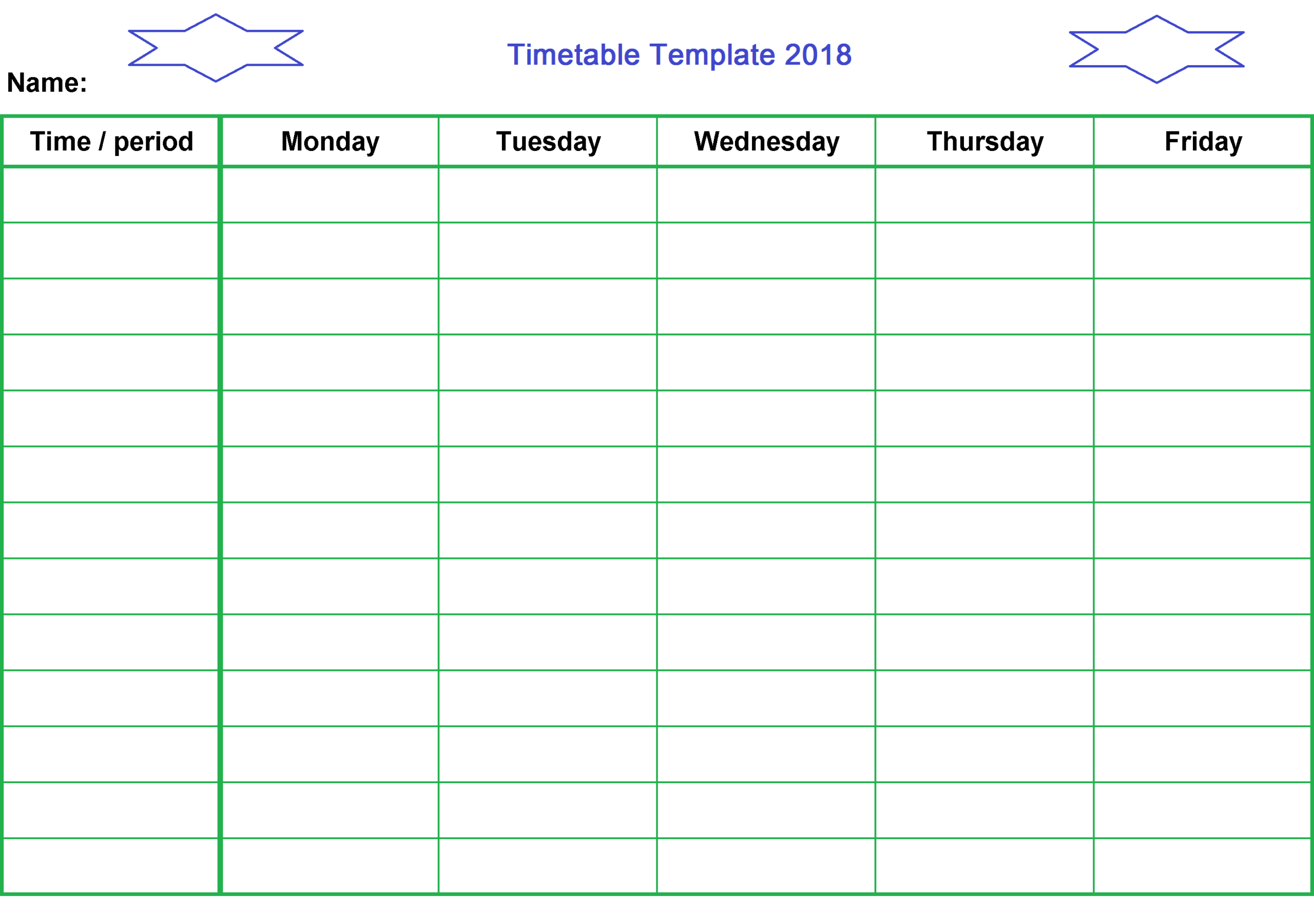 Timetable Template 2018 #schooltimetabletemplateword With Blank Revision Timetable Template