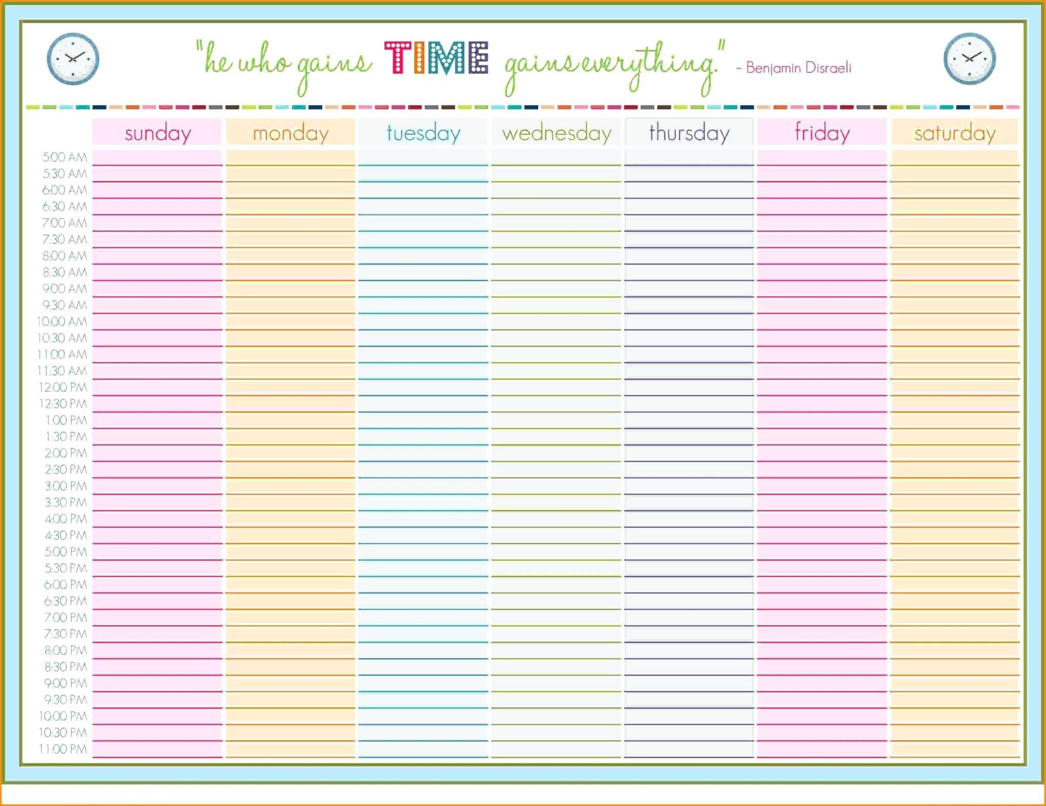 Visual Timetable Template Word