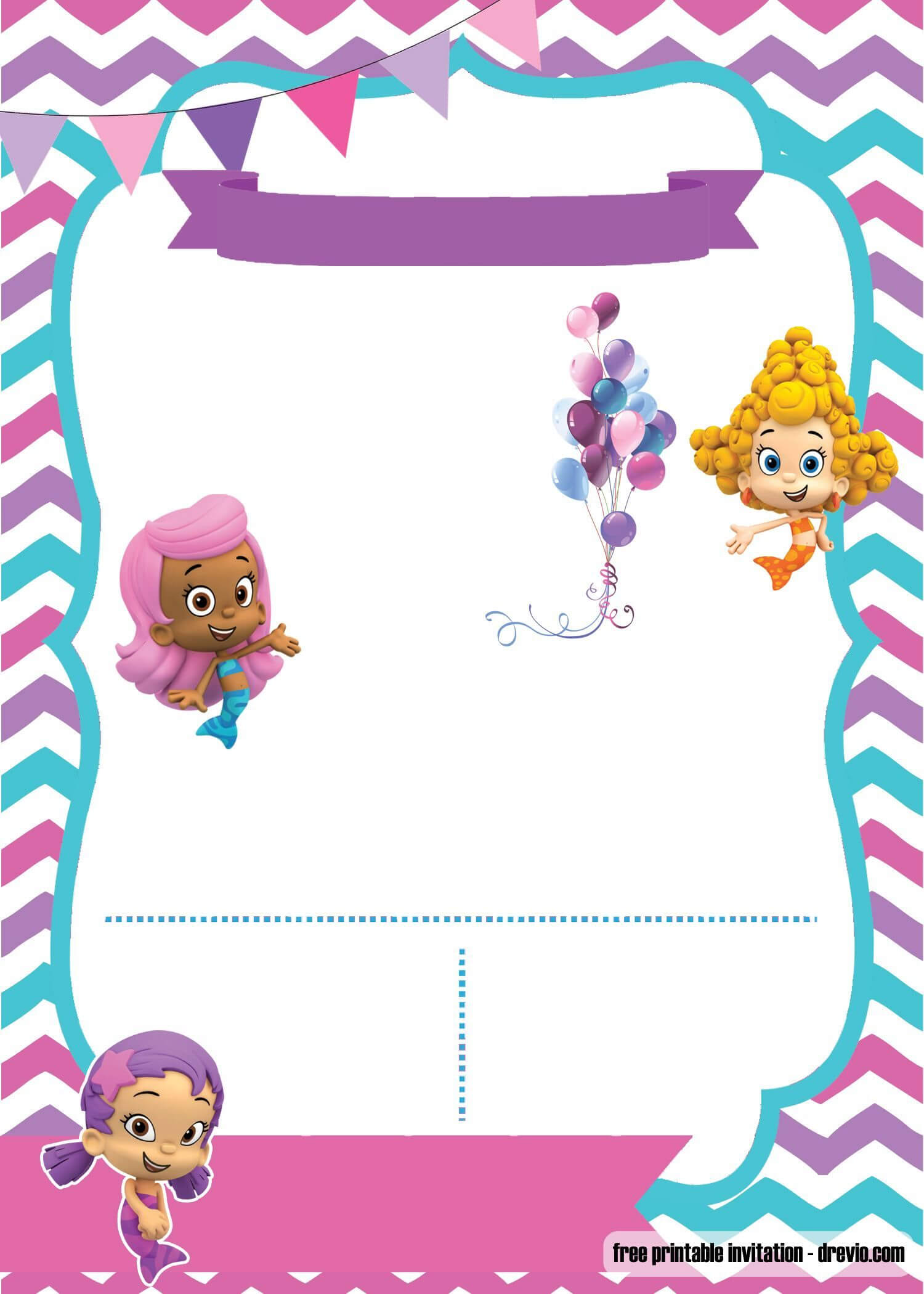 Tips: Pretty Bubble Guppies Invitations Design For Your Regarding Bubble Guppies Birthday Banner Template