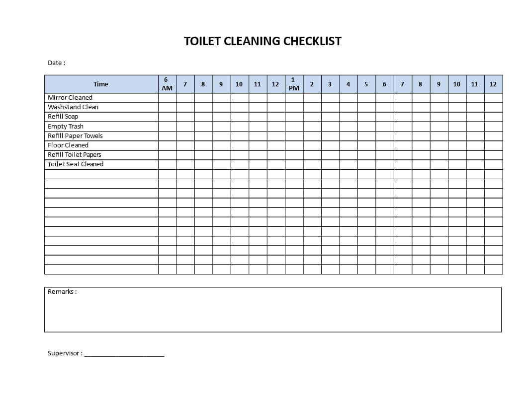 Toilet Cleaning Checklist – Download This Printable Toilet Within Cleaning Report Template