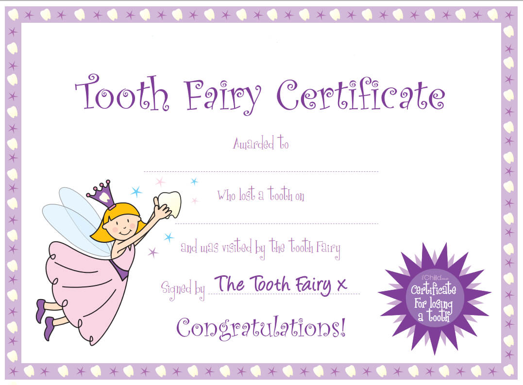 Tooth Fairy Certificate … | Tooth Fairy Certificate, Tooth Inside Tooth Fairy Certificate Template Free