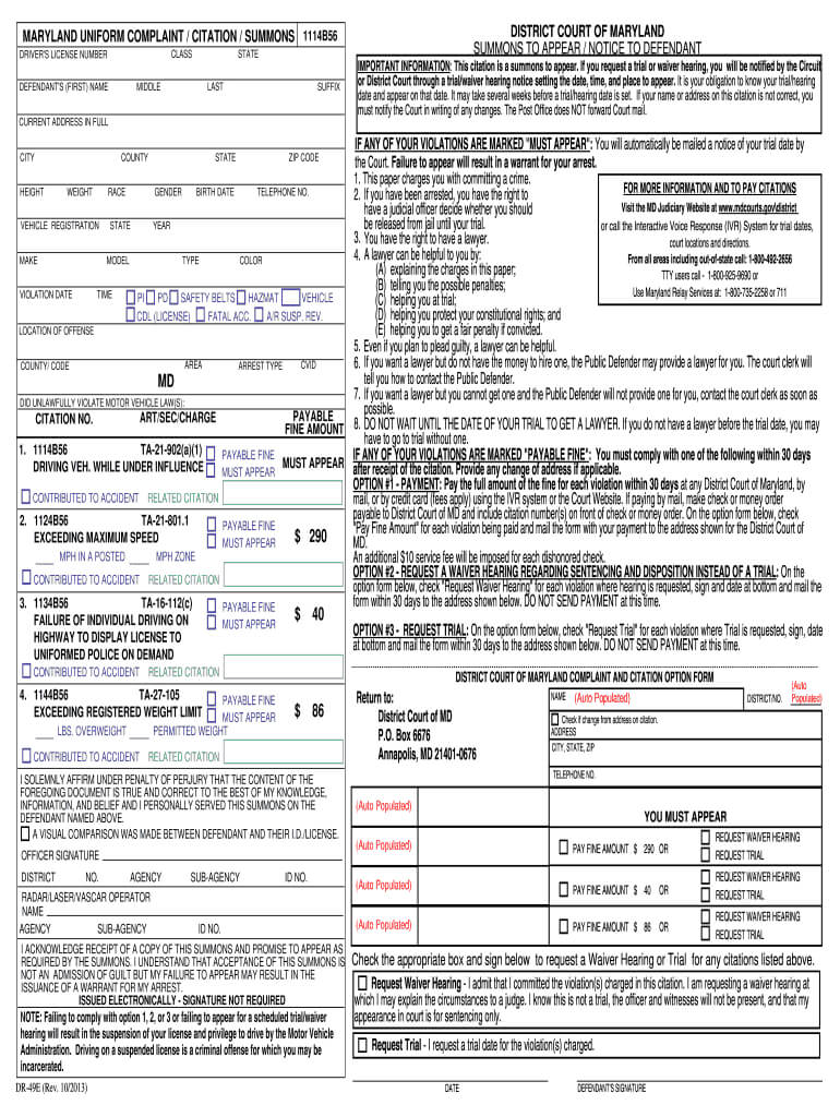 Traffic Citation Template – Fill Online, Printable, Fillable Within Blank Speeding Ticket Template