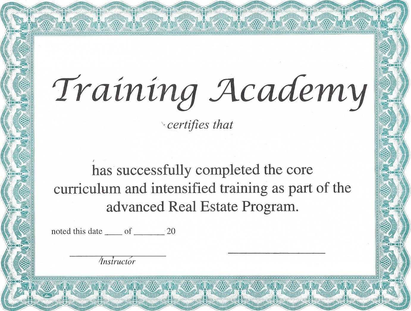 Training Certificate Template – Certificate Templates With Regard To Template For Training Certificate