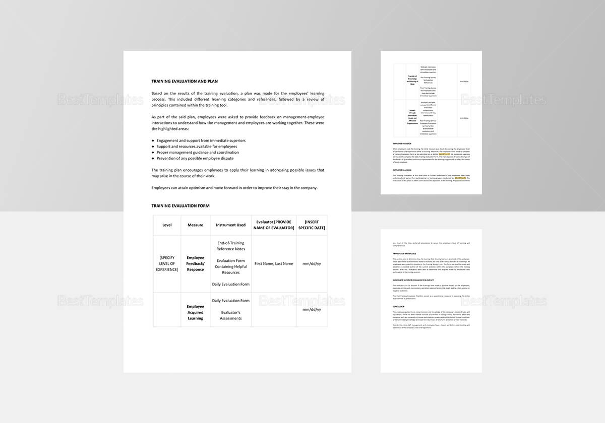 Training Evaluation Report Template Throughout Training Feedback Report Template