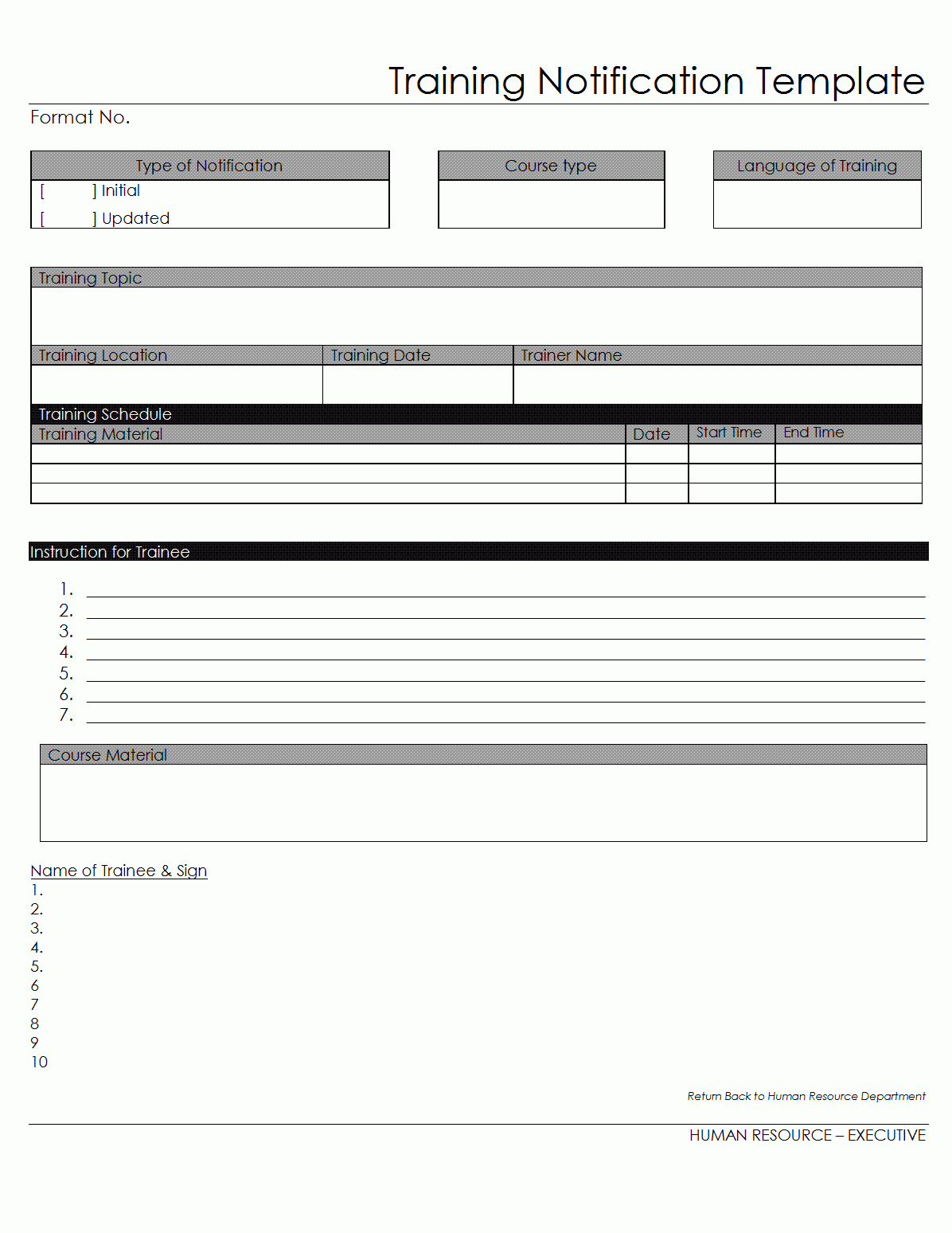 Training Notification Template - For Training Report Template Format