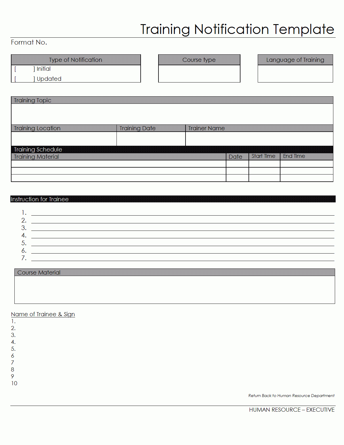 Training Notification Template – For Training Report Template Format