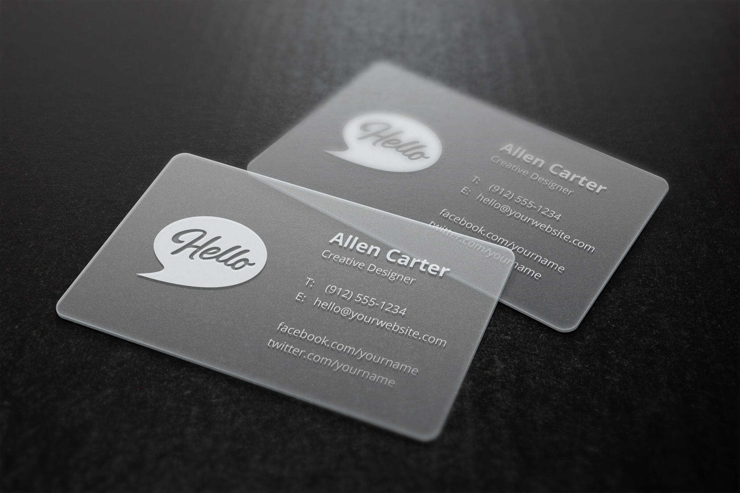 Translucent Business Cards Mockup | Business Card Mock Up With Transparent Business Cards Template