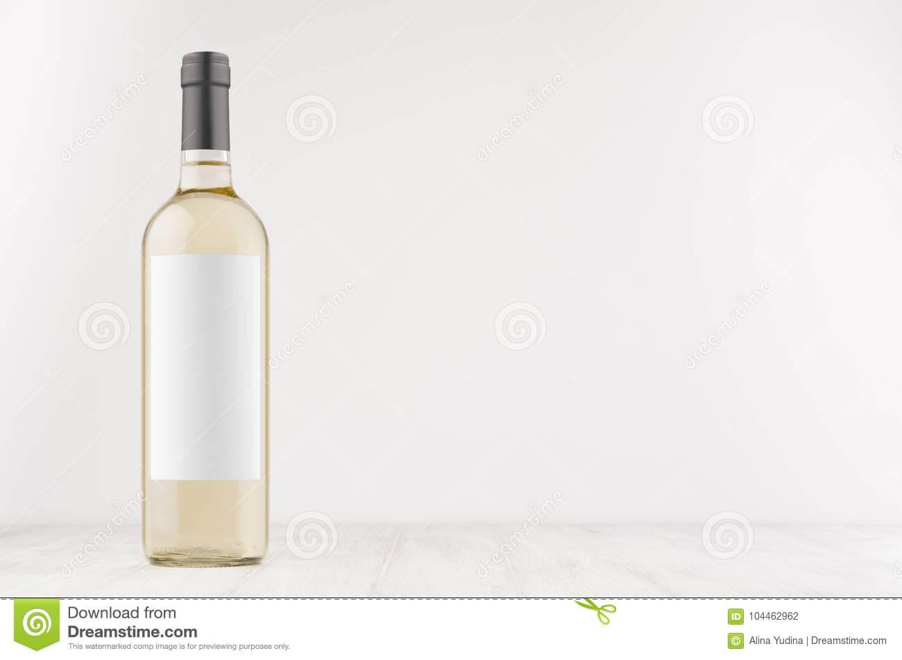 Transparent White Wine Bottle With Blank White Label On With Blank Wine Label Template