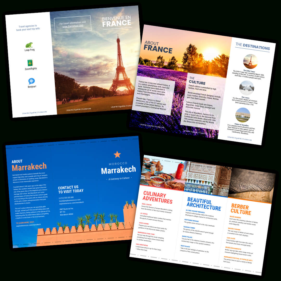 Travel Brochure Templates – Make A Travel Brochure – Venngage Inside Travel Guide Brochure Template